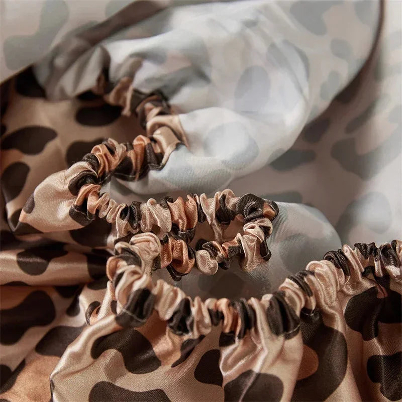 Afralia™ Leopard Print Satin Bedsheet Set King & Queen Sizes