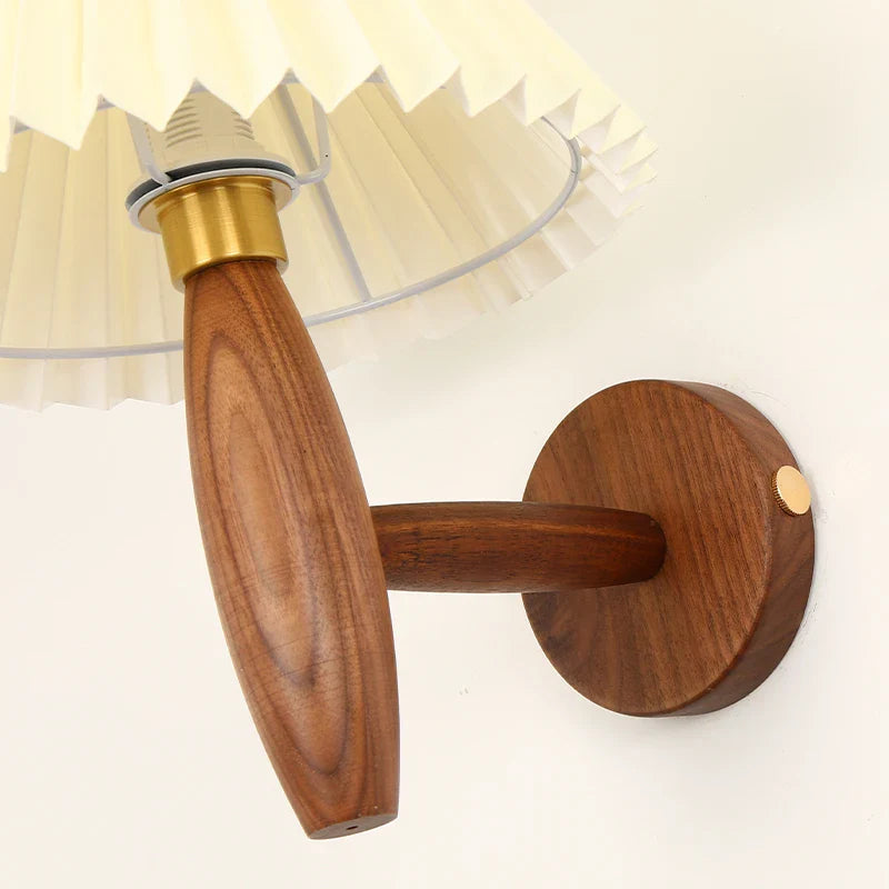 Afralia™ Cream PVC LED Wall Lamps Japanese Walnut Wood Applique Murale