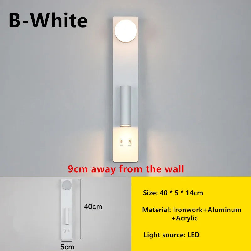 Afralia™ Black Rotatable Wall Lamp with Switch | High-End Modern Minimalist Bedroom & Living Room Lighting