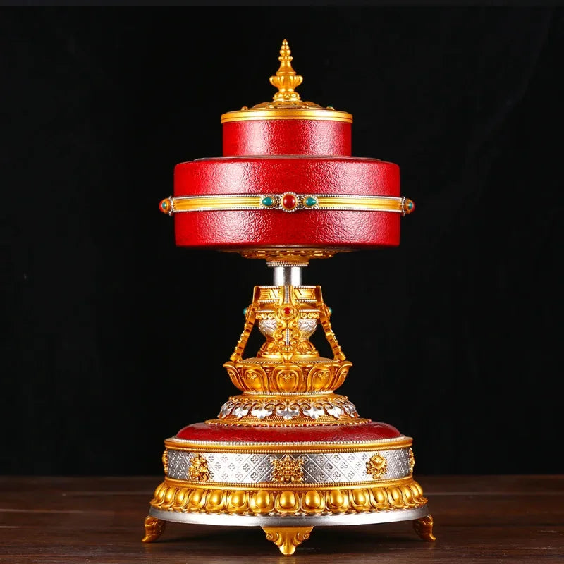 Afralia™ Tibetan Mantra Sutra Wheel: Electric Desktop Prayer Ornament