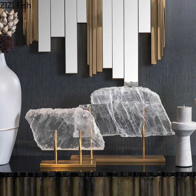 Afralia™ Golden Fish Crystal Ornament Home Decoration Metal Statue