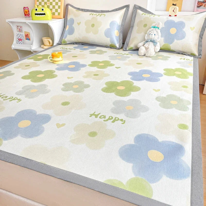 Afralia™ Luxury Ice Silk Cooling Mat & Pillowcase Set for Queen Bed