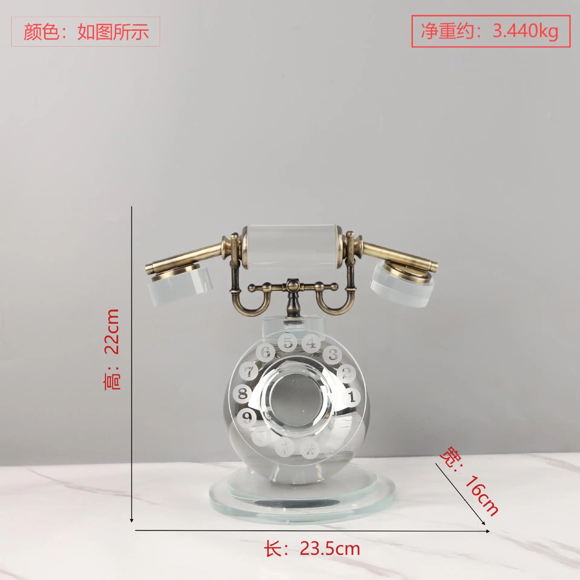 Afralia™ Crystal Phone Sculpture: Vintage Transparent Home Decor for Desktops and Living Rooms