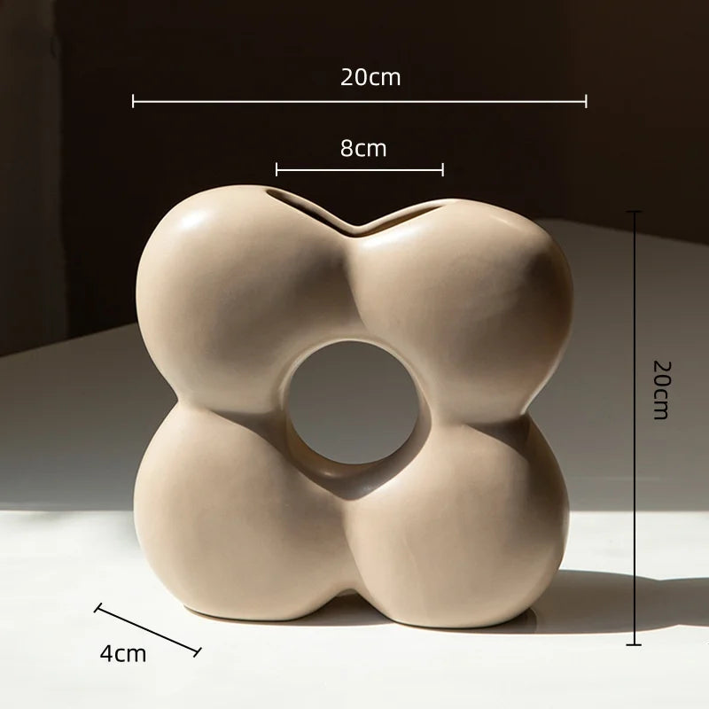 Afralia™ Geometric Petals Ceramic Vase for Home Decor and Flower Arrangement