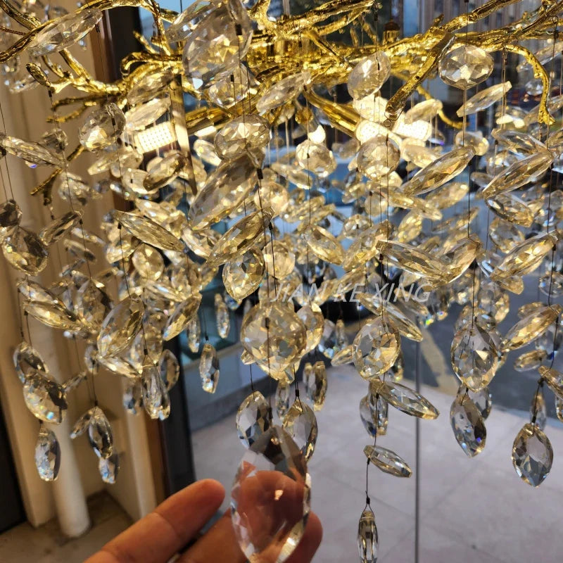 Afralia™ Nano Crystal Chandelier Horse Eye Pendant LED Lighting for Luxury Living Room & Hall