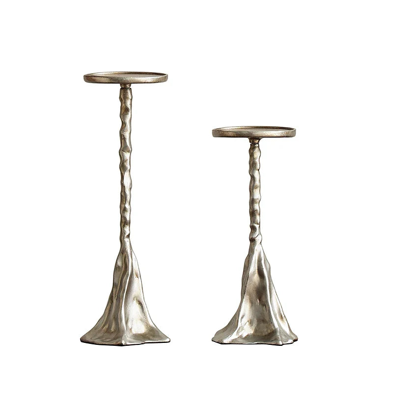 Afralia™ Metal Silver Candlestick Light for Luxury Porch Decor