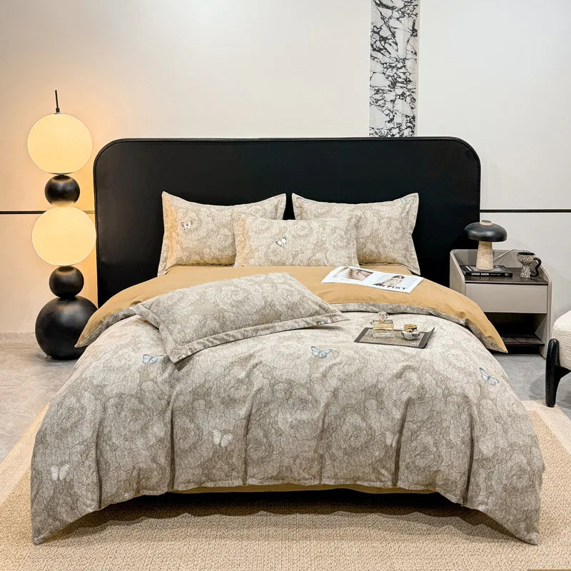 Afralia™ Brushed Cotton Printed Duvet Cover Set - Single/Double Bed Bedclothes