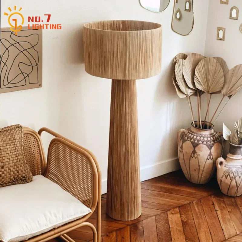 Afralia™ Wabi-Sabi Rattan LED Floor Lamp for Bedroom Living Room Studio