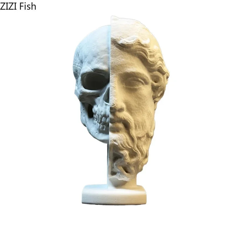 Heaven & Hell Skeleton Head Statue for Desks | Afralia™ Room Decor Ornaments