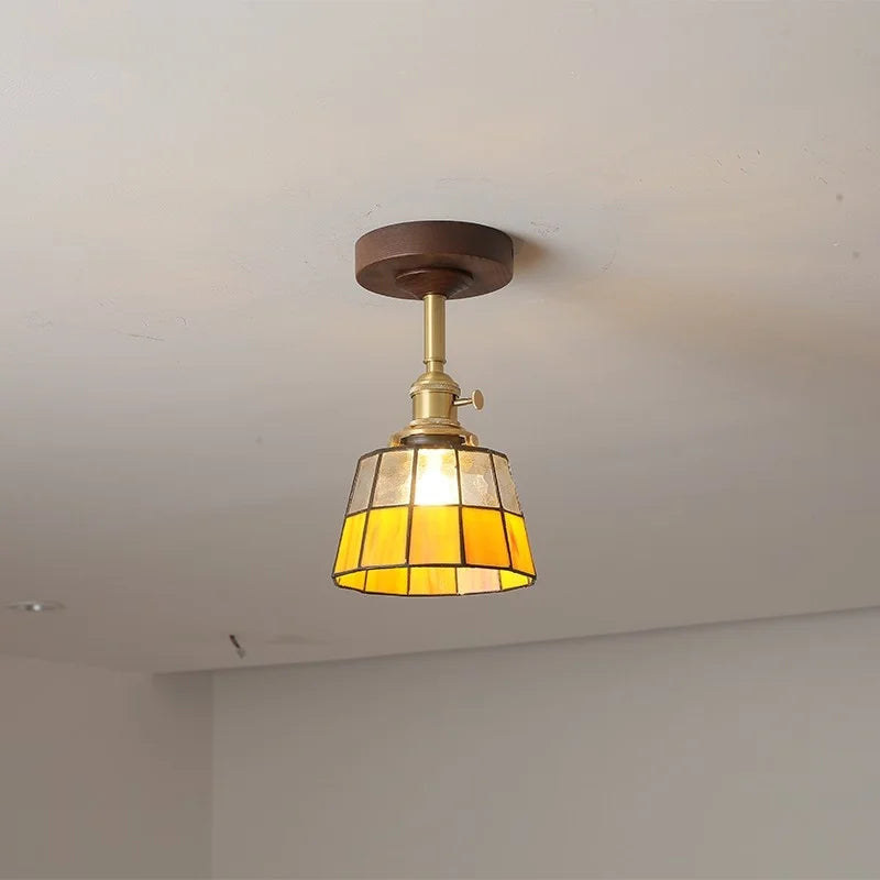 Afralia™ Glass Wood LED Ceiling Light Nordic Design for Living Room & Corridor