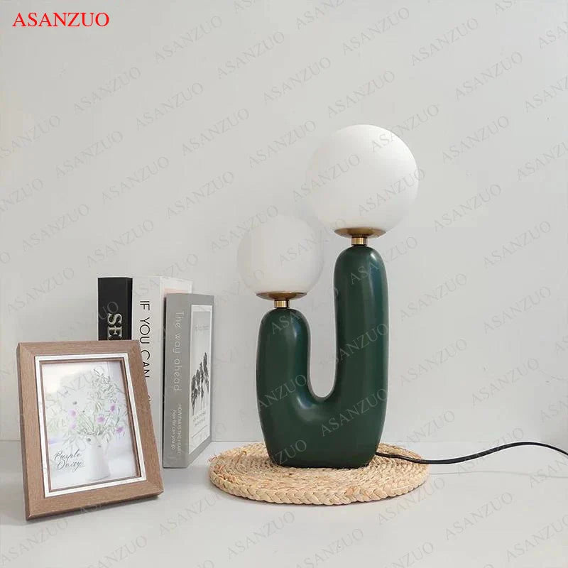 Afralia™ Double Frosted Glass Ball Table Lamp for Bedroom & Living Room Lighting