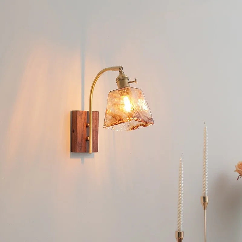 Afralia™ Amber Glass LED Wall Lamp for Modern Nordic Home Decor