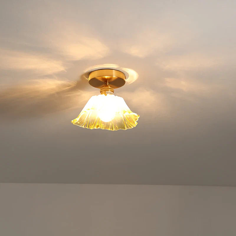 Afralia™ Copper Glass LED Ceiling Light for Indoor Kitchen Corridor Balcony Decor