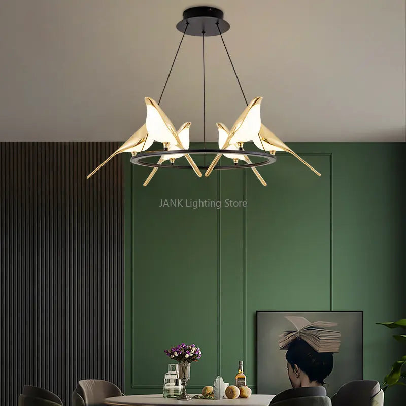 Afralia™ Magpie Bird Pendant Lamps for Home LED Chandelier & Wall Lamp