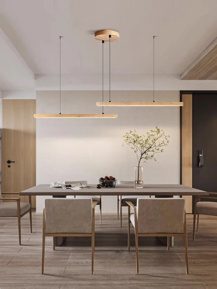 Afralia™ LED Natural Stone Round Linear Chandelier - Dimmable, Ceiling Hanging Lamps