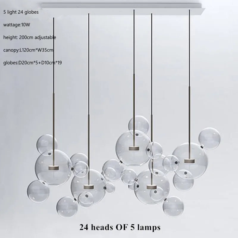 Afralia™ Glass Bubble Ball LED Chandelier Mickey Light for Modern Indoor Spaces