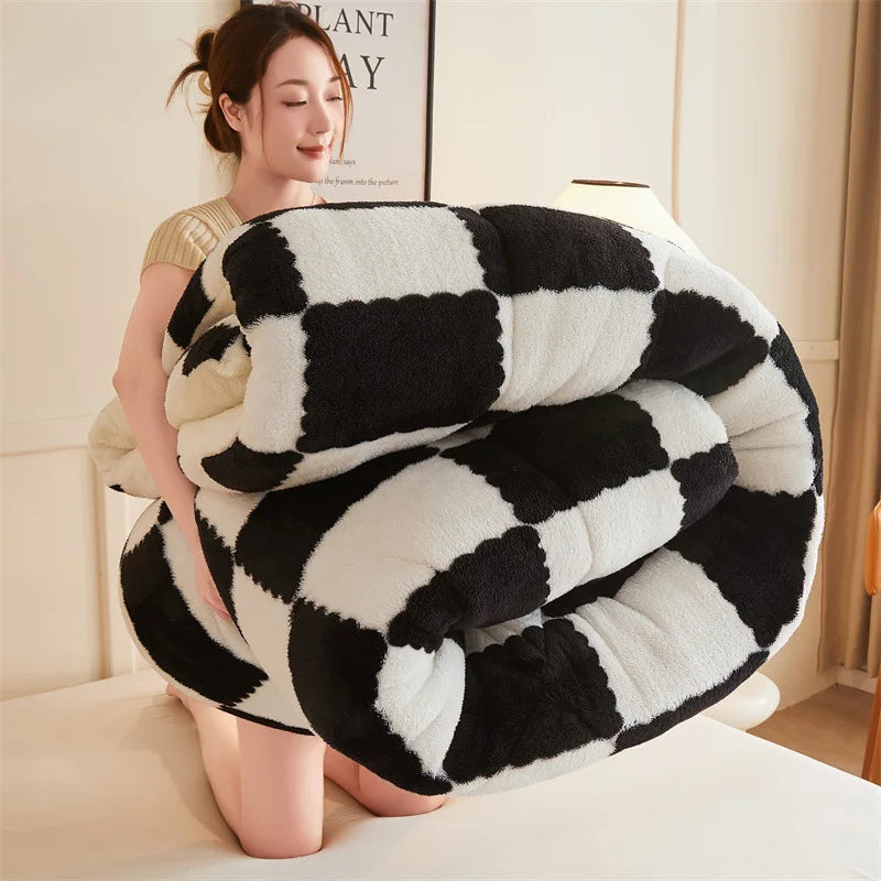 Afralia™ Cozy Checkerboard Duvet Blanket for Winter Warmth and Comfort