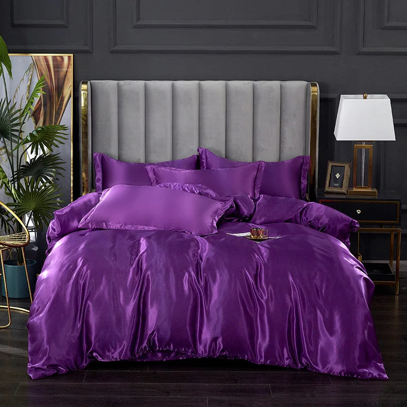 Afralia™ Silky Ice Solid Color Bedding Set for Cool Summer Sleep