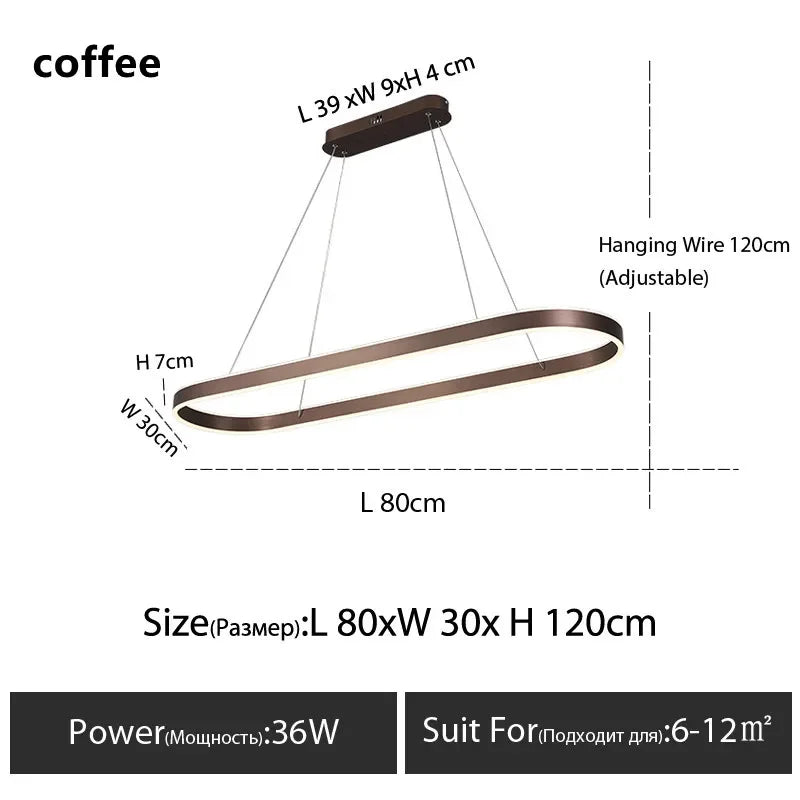 Afralia™ Modern Dimmable Ring Pendant Lamps for Kitchen Office Dining Room Lighting