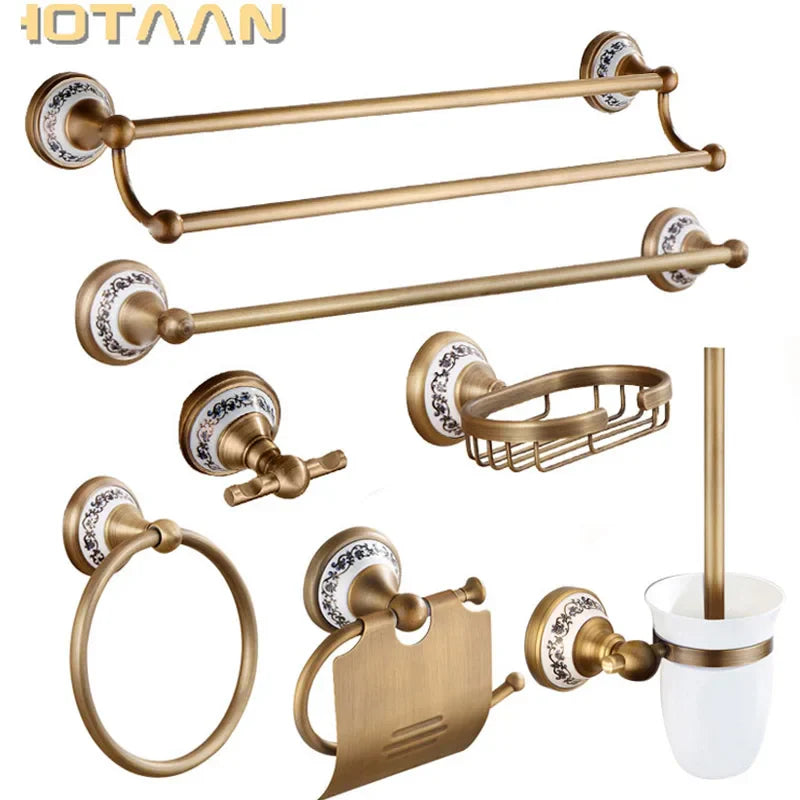 Afralia™ Porcelain Brass Bathroom Accessories Sets