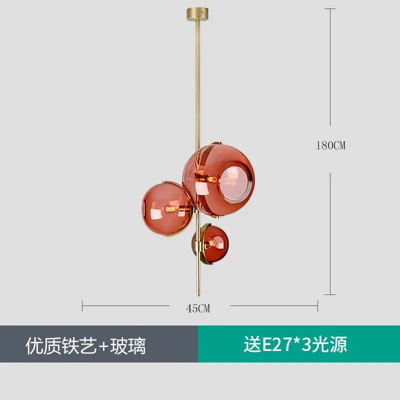 Afralia™ Red Glass Globe Chandelier: Modern Italian Design for Restaurant, Bedroom, or Cafe