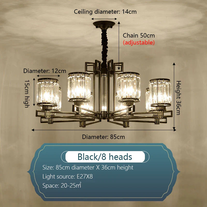 Afralia™ Crystal Chandelier: Elegant Chinese Style Lighting for Living Room, Bedroom, and Study
