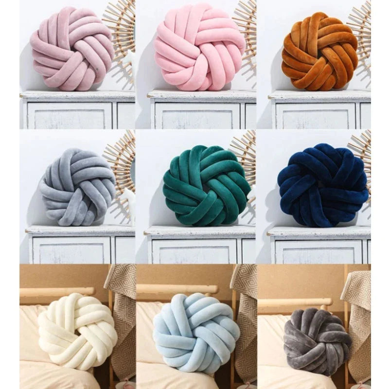 Afralia™ Velvet Ball Knot Cushion for Kids Room Couch Bed Car Office