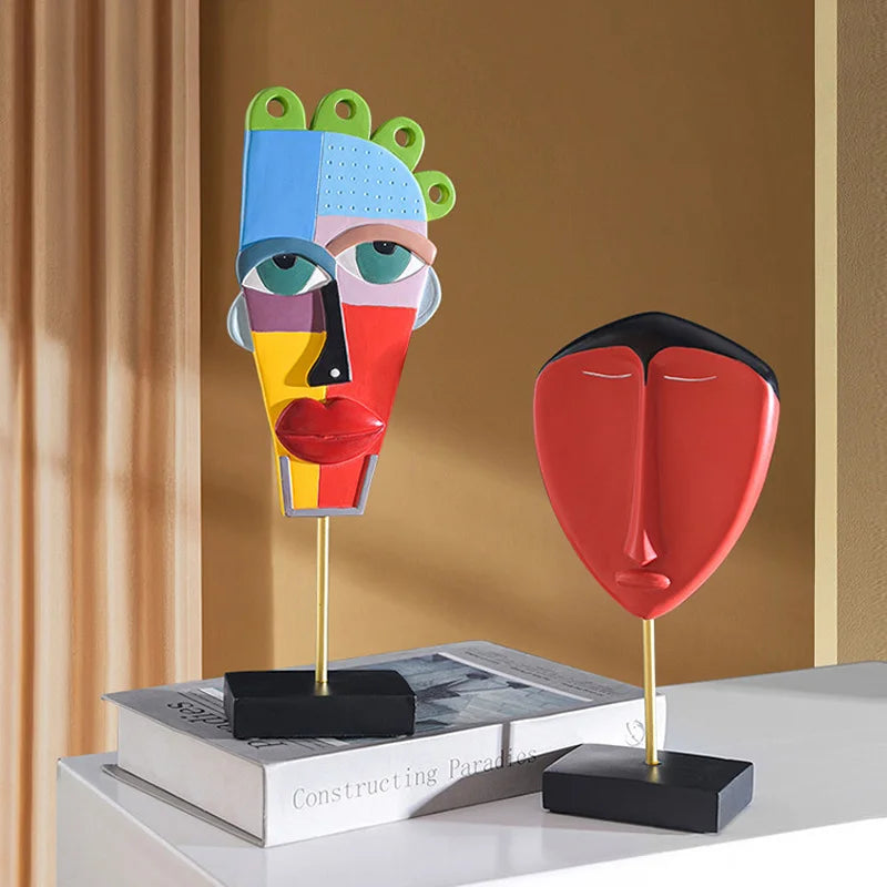 Afralia™ African Abstract Face Monkey Sculpture for Modern Home Decor