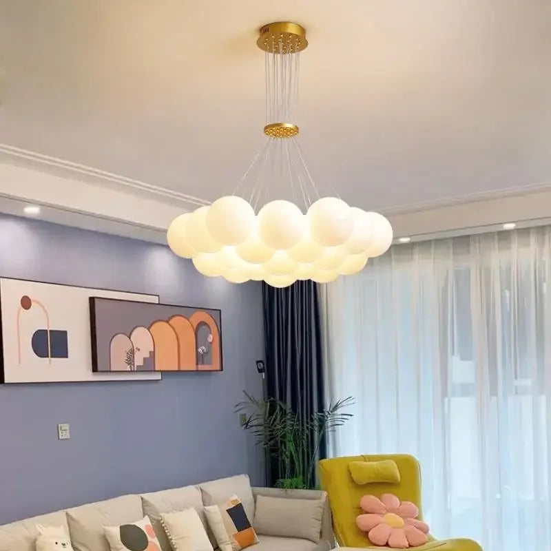 Afralia™ Nordic Glass Chandelier: Soot Amber Clear Light Fixture for Home Decor