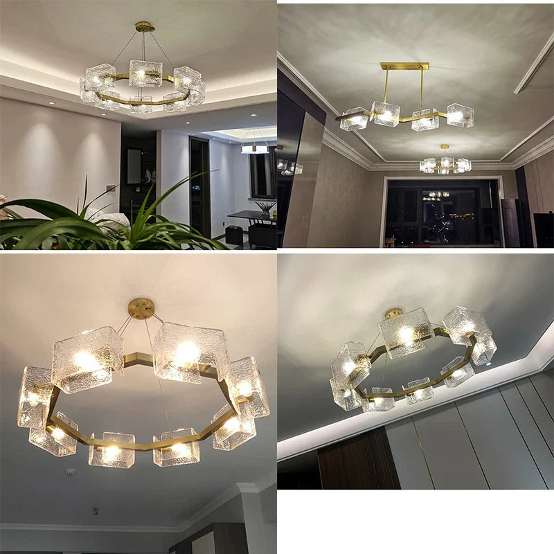 Afralia™ LED Ripples Glass Chandelier: Modern Luxury for Living Room, Bedroom, Kitchen, Bar