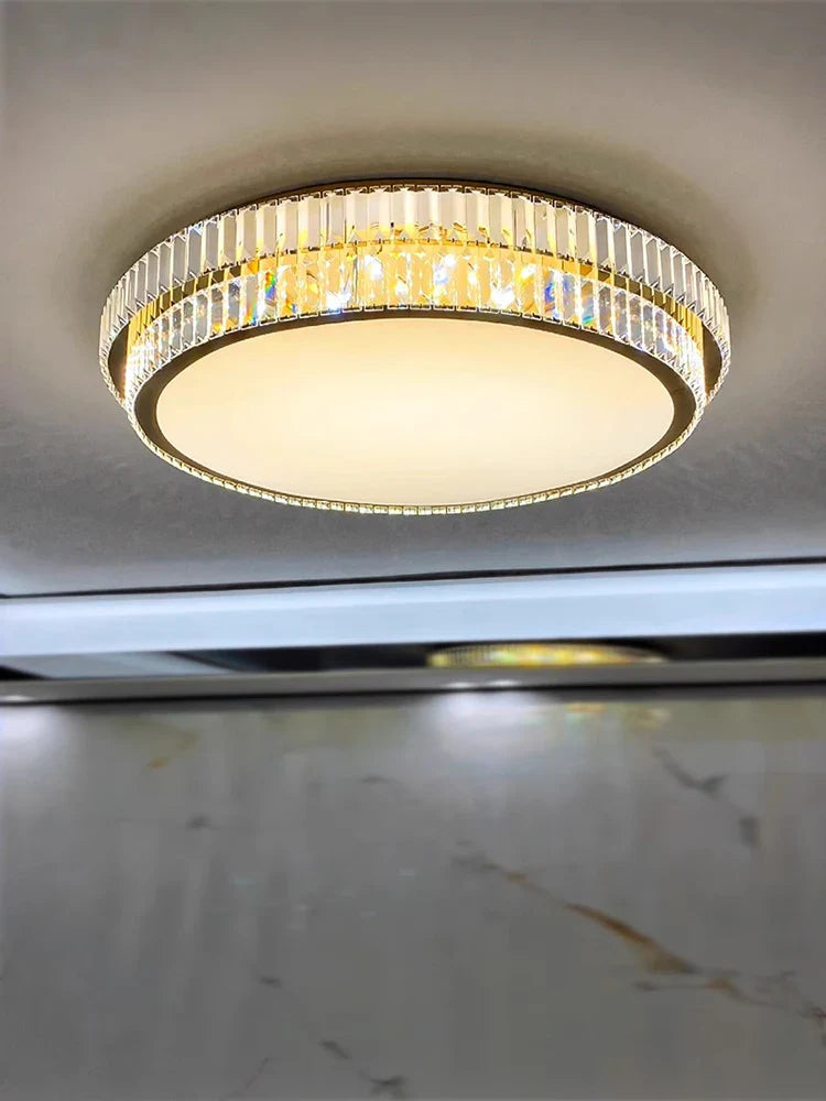 Afralia™ Luxury Crystal Ceiling Light, Modern LED Gold/Silver, Dimmable, Round/Square Design