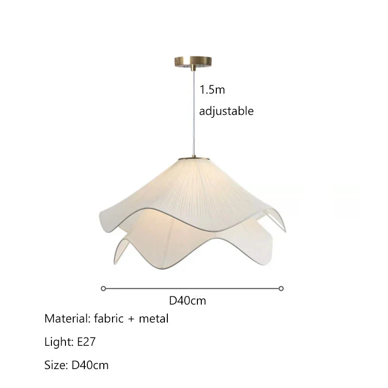 Afralia™ Cream Fabric LED Pendant Lights - Nordic Minimalist Style Chandelier for Home Decor
