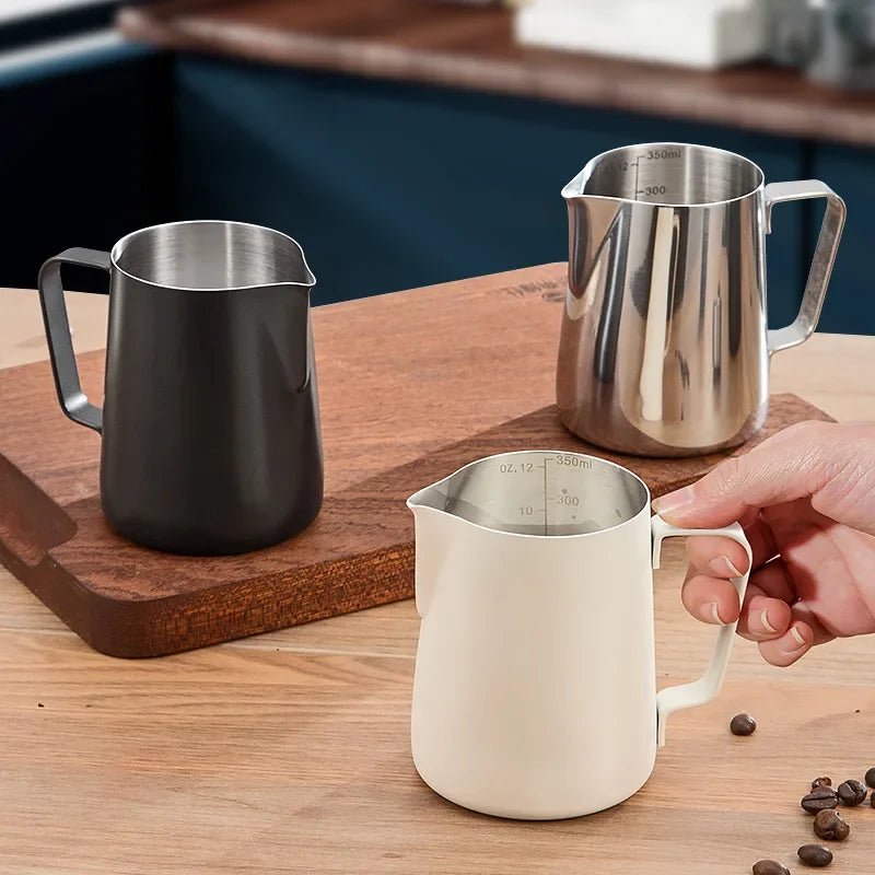 Stainless Steel Milk Frothing Pitcher by Afralia™ - Barista Quality Espresso Frother Jug