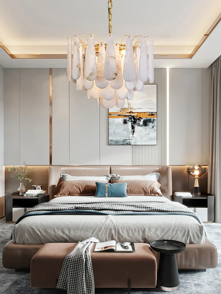 Afralia™ Art Deco Marble Home Chandelier Lighting Dimmable LED 2025
