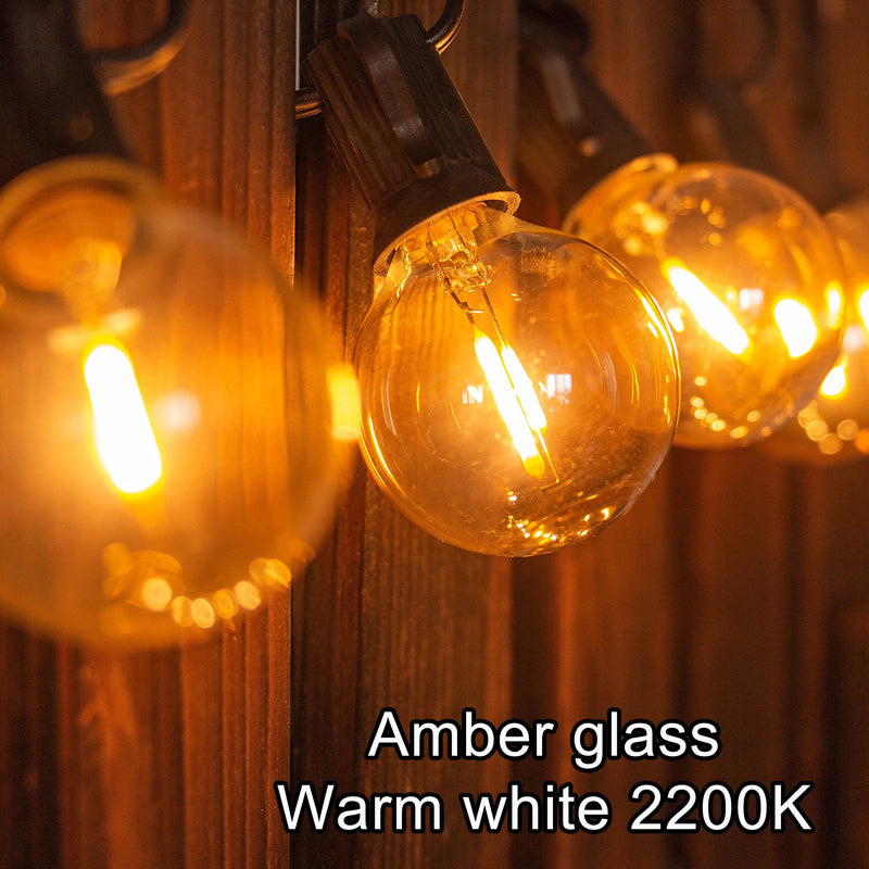 Afralia™ 25PCS G40 LED String Lights Bulb E12 Screw Warm White 2200K Amber Glass