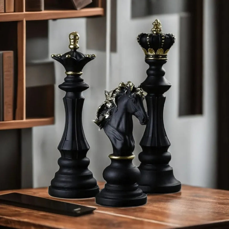 Afralia™ Chess Pieces Figurines: The Queen's Gambit Decor for Home & Office