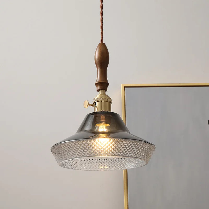 Afralia™ Wood Copper LED Pendant Light - Nordic Hanging Lamp for Bedroom Dining Hallway