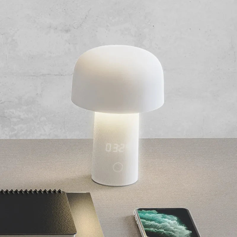 Afralia™ Mushroom Time Table Lamp: USB Charging, Dimming, Touch LED, Minimalist Bedroom Light