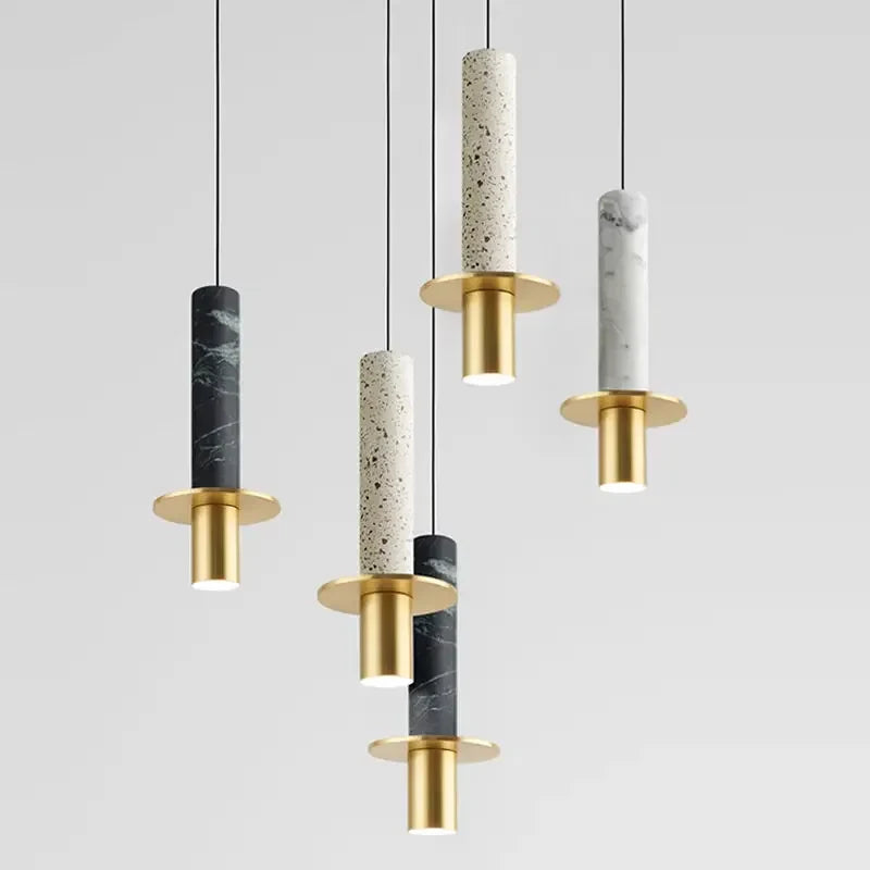 Afralia™ Small Chandelier Art Marble Terrazzo Single Head Pendant Light