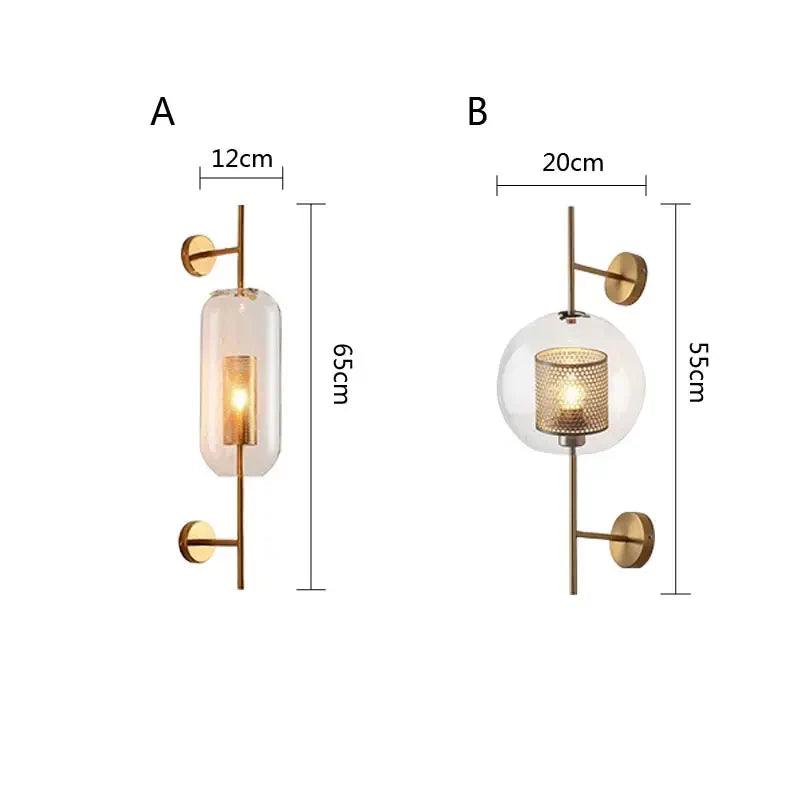 Afralia™ Brass Glass Wall Lamp for Bedroom, Living Room, Aisle - Nordic Design