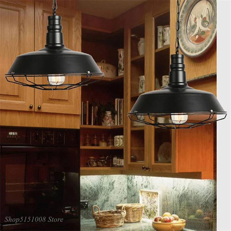 Afralia™ Iron Pendant Lights for Dining Room, Cafe, Clothing Store - Industrial Retro Loft Style