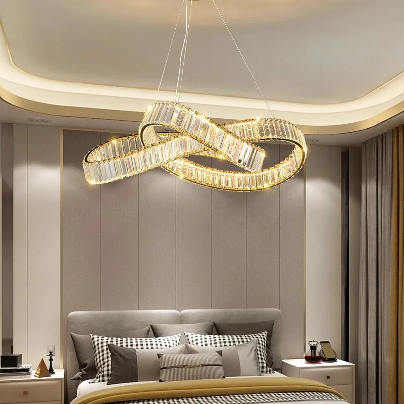 Afralia™ Crystal Chandelier Pendant Lamp for Modern Home Dining Room Living Room Lighting