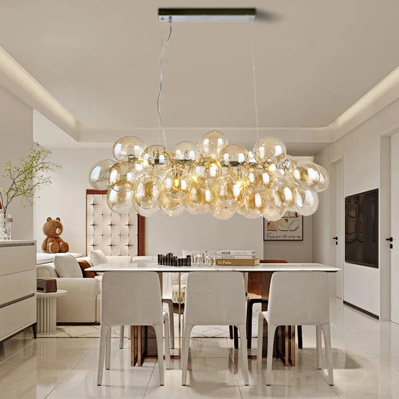 Afralia™ Smoky Gray Grape Glass Chandelier - Modern Dining Room Decor