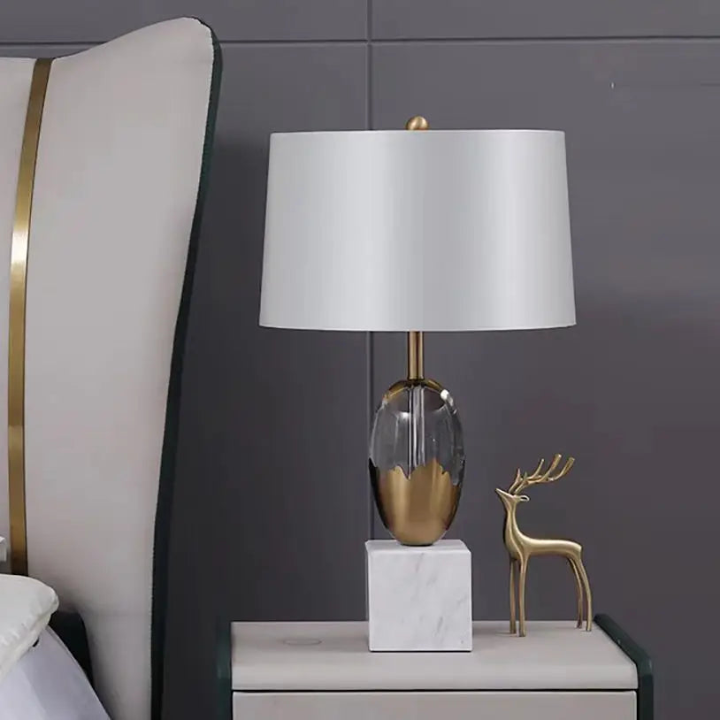 Afralia™ Crystal Fabric Table Lamp: Nordic Design for Bedside, Desk, Living Room & Bedroom
