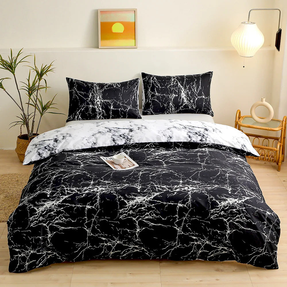 Afralia™ Flower Printed Bedding Set: Fitted Sheet, Quilt Cover, 2 Pillowcases - Twin, Full, Queen, King