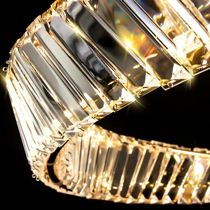 Afralia™ DNA Spiral Crystal Chandelier LED Ring Design for Luxury Living Room