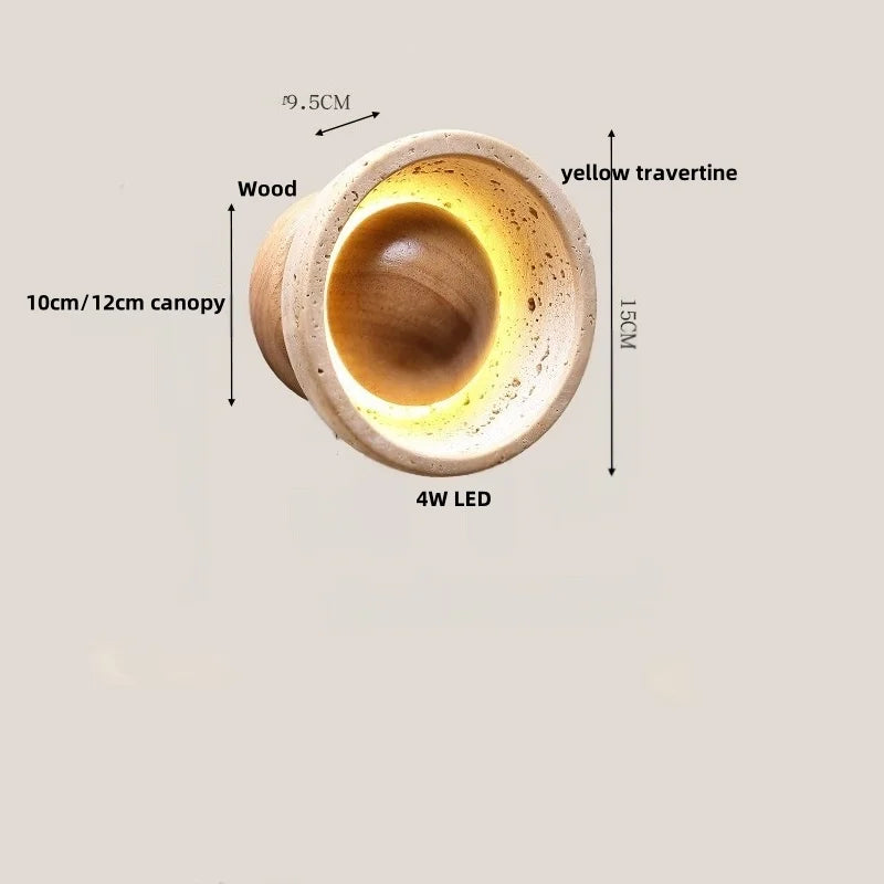 Afralia™ Vintage LED Wall Light Fixture Natural Stone Plug In Bedside Lamp