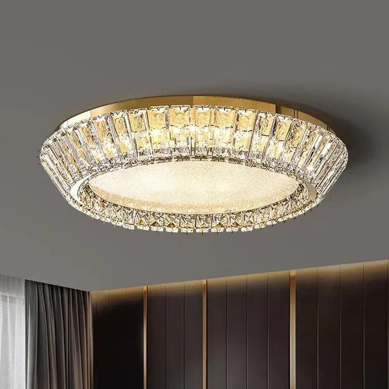 Afralia™ Gold Crystal Glass LED Ceiling Light for Dining Living Room
