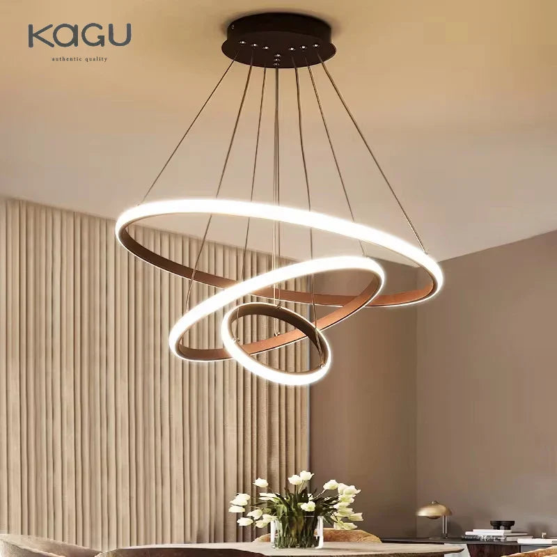 Afralia™ Modern LED Circle Pendant Chandelier Black for Living Dining Kitchen
