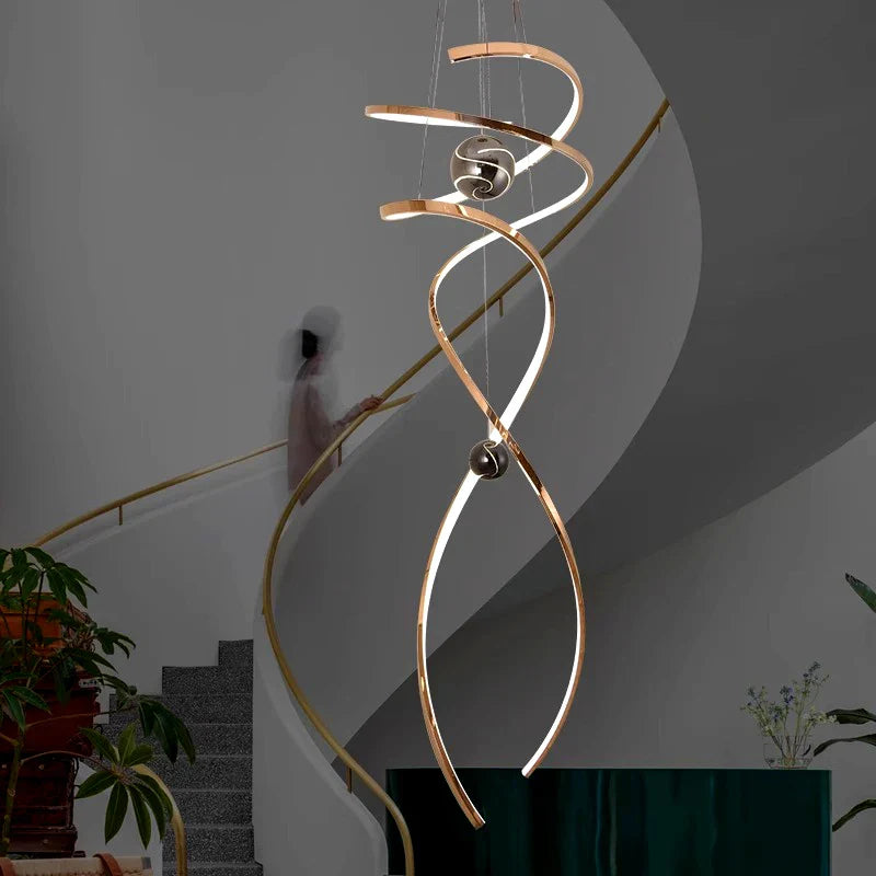 Afralia™ LED Staircase Chandelier Pendant Light Indoor Lighting